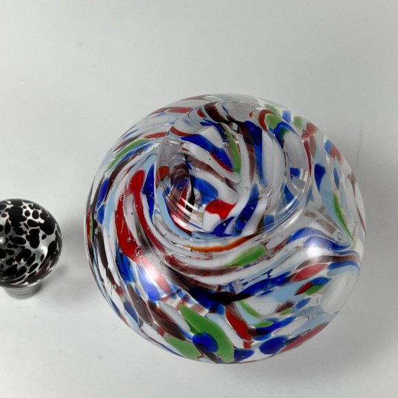 Perfume Vanity Bottle Multicolor Swirl End Of Day Glass Brown Clear Stopper - Picture 8 of 13